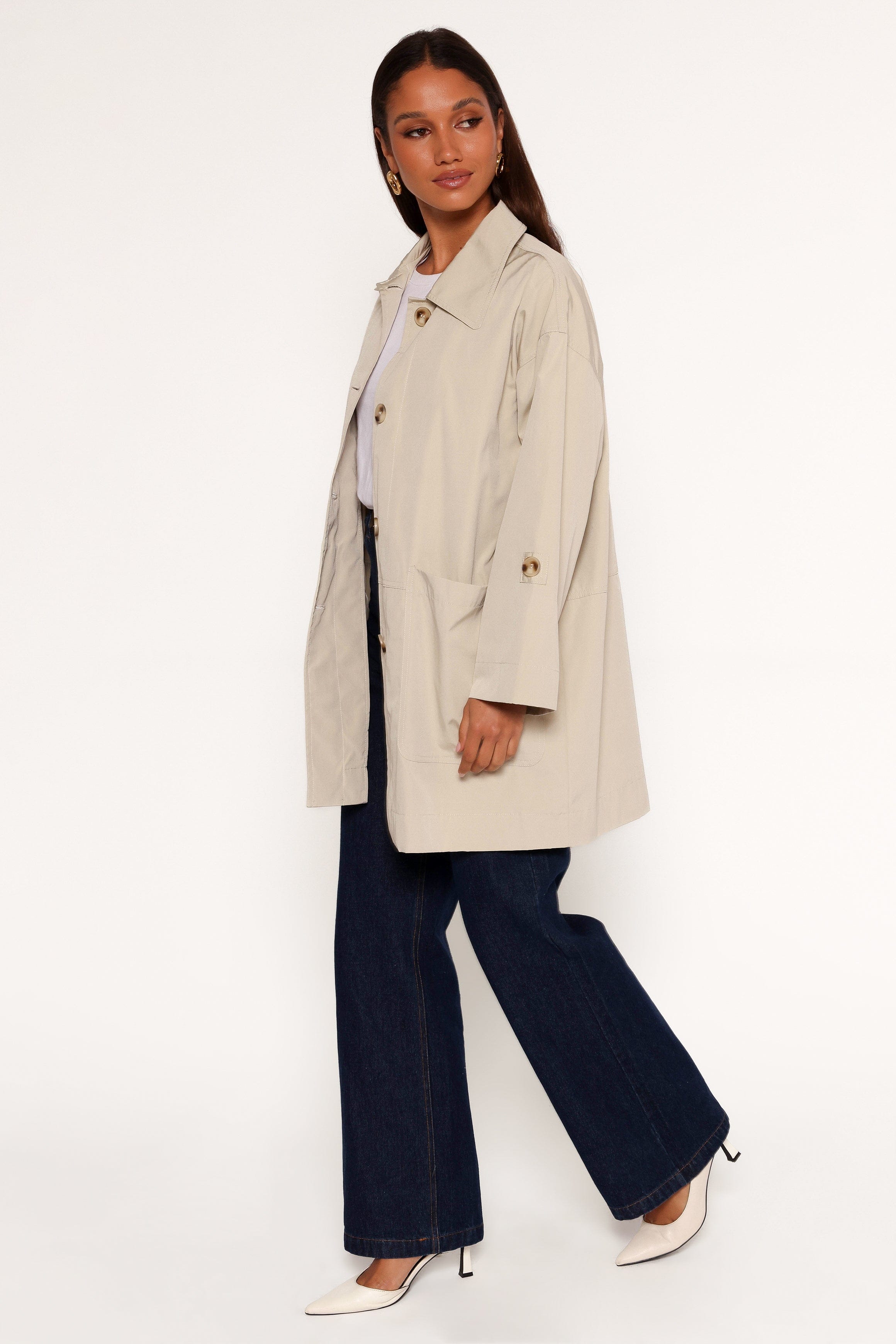Petal and Pup USA OUTERWEAR Stella Button Front Collar Jacket - Taupe