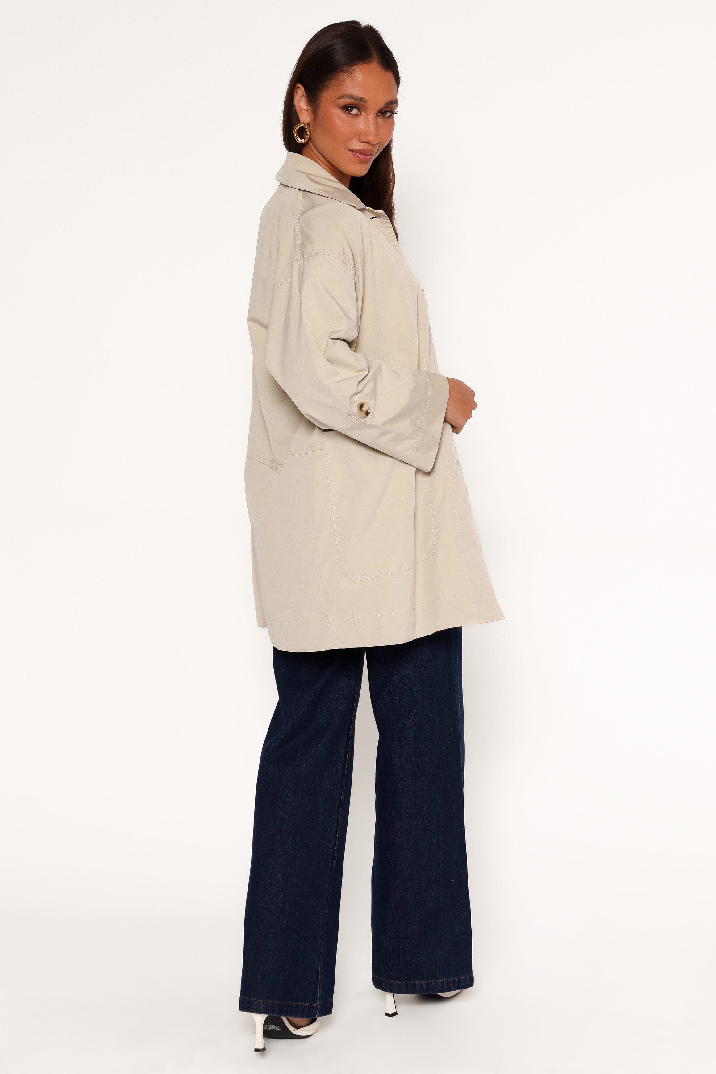 Petal and Pup USA OUTERWEAR Stella Button Front Collar Jacket - Taupe