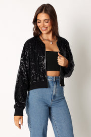 Petal and Pup USA OUTERWEAR Stevie Sequin Bomber Jacket - Black