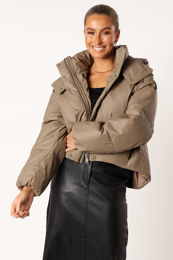 Petal and Pup USA OUTERWEAR Tania Puffer Jacket - Mocha