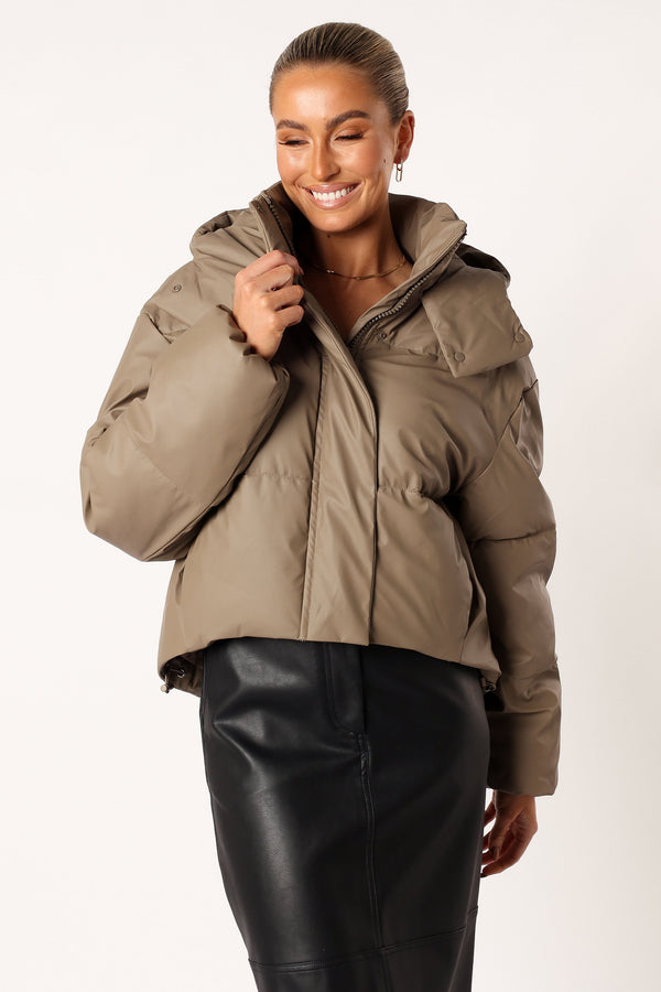 Petal and Pup USA OUTERWEAR Tania Puffer Jacket - Mocha