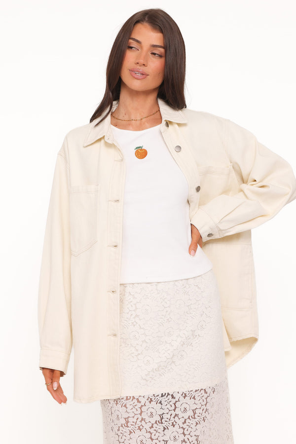 Petal and Pup USA OUTERWEAR Toto Denim Shacket - Ivory