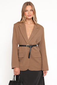 Petal and Pup USA OUTERWEAR Tove Tie Back Blazer - Tan