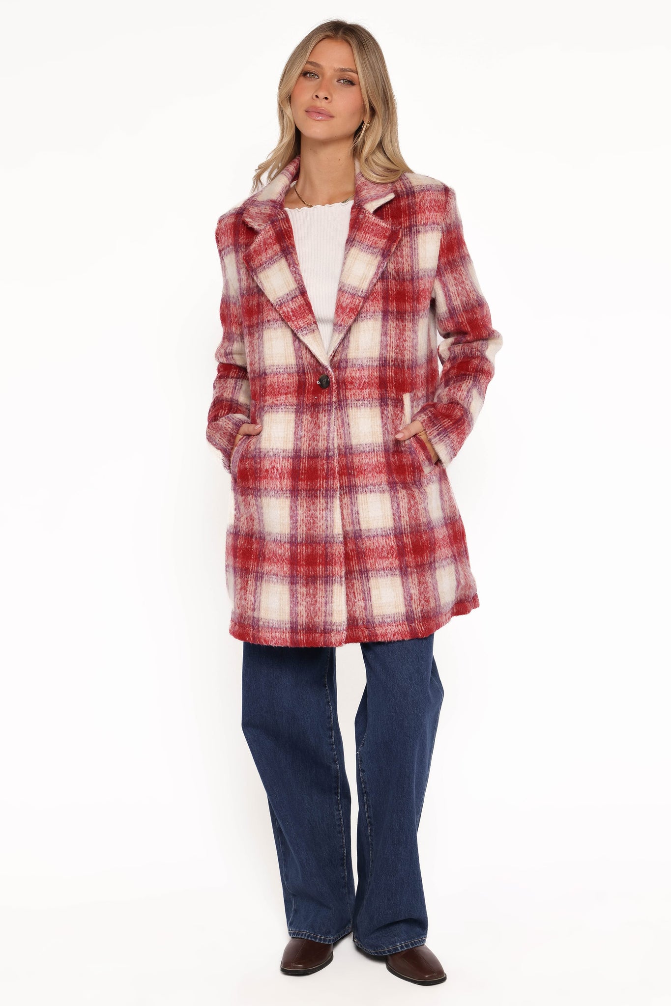 Travistine Long Plaid Coat