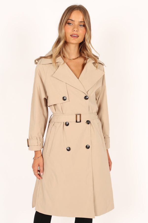 Petal and Pup USA OUTERWEAR Trina Button Front Trench Coat - Beige