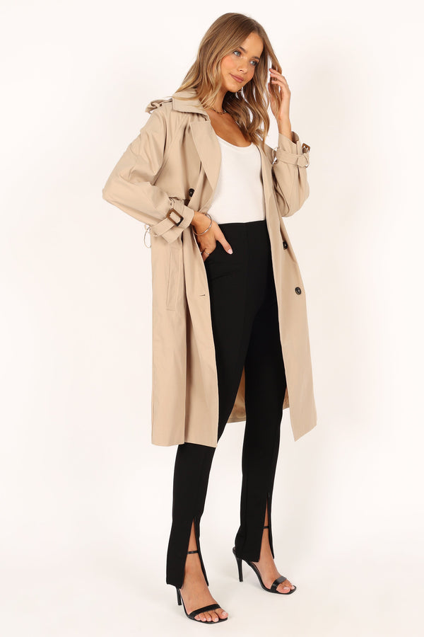 Petal and Pup USA OUTERWEAR Trina Button Front Trench Coat - Beige