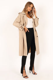 Trina Button Front Trench Coat - Beige - Petal & Pup USA