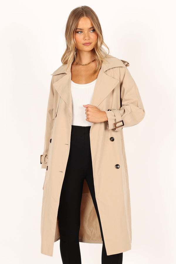 Petal and Pup USA OUTERWEAR Trina Button Front Trench Coat - Beige