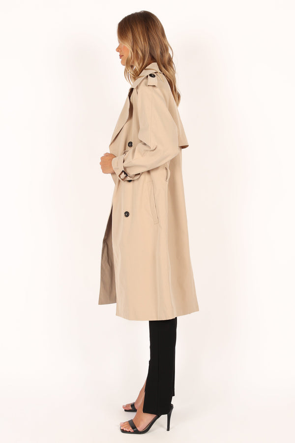 Petal and Pup USA OUTERWEAR Trina Button Front Trench Coat - Beige