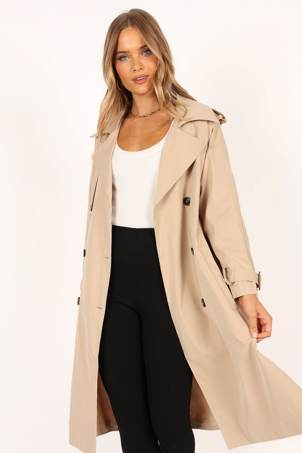 Petal and Pup USA OUTERWEAR Trina Button Front Trench Coat - Beige