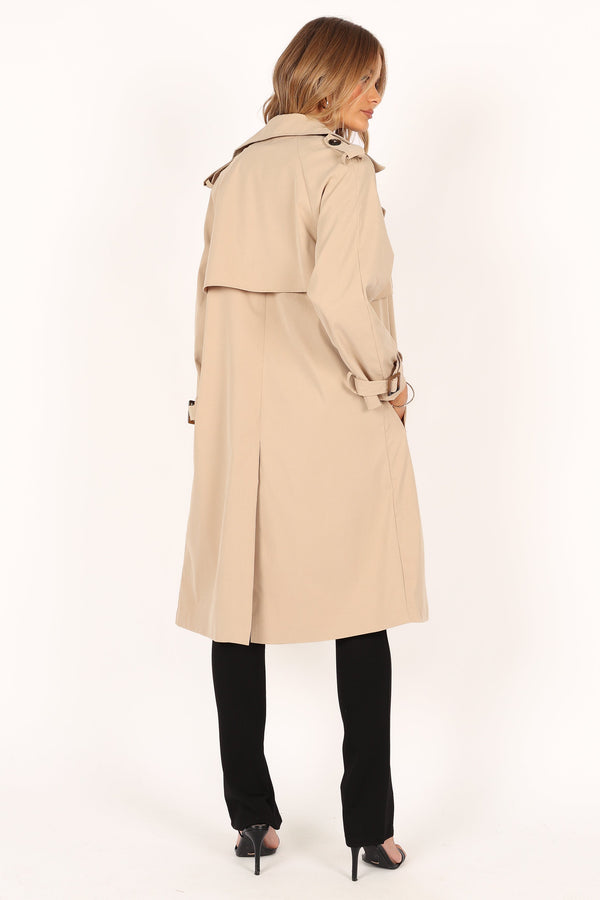 Petal and Pup USA OUTERWEAR Trina Button Front Trench Coat - Beige