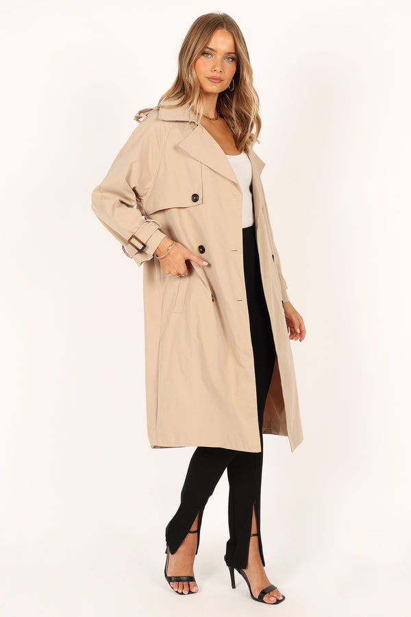 Petal and Pup USA OUTERWEAR Trina Button Front Trench Coat - Beige