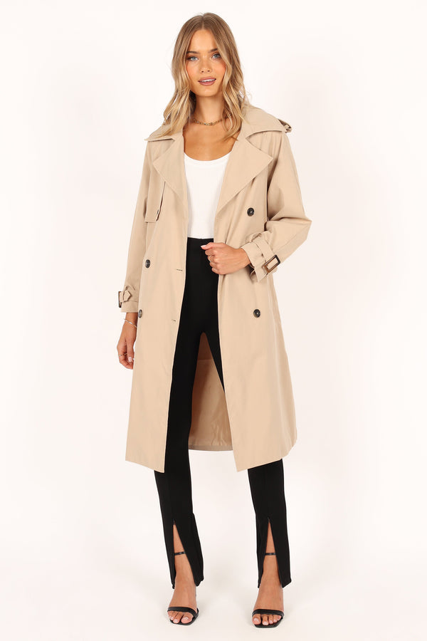 Petal and Pup USA OUTERWEAR Trina Button Front Trench Coat - Beige