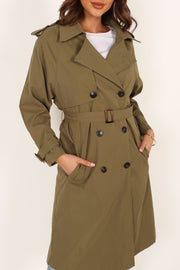 Petal and Pup USA Outerwear Trina Button Front Trench Coat - Olive