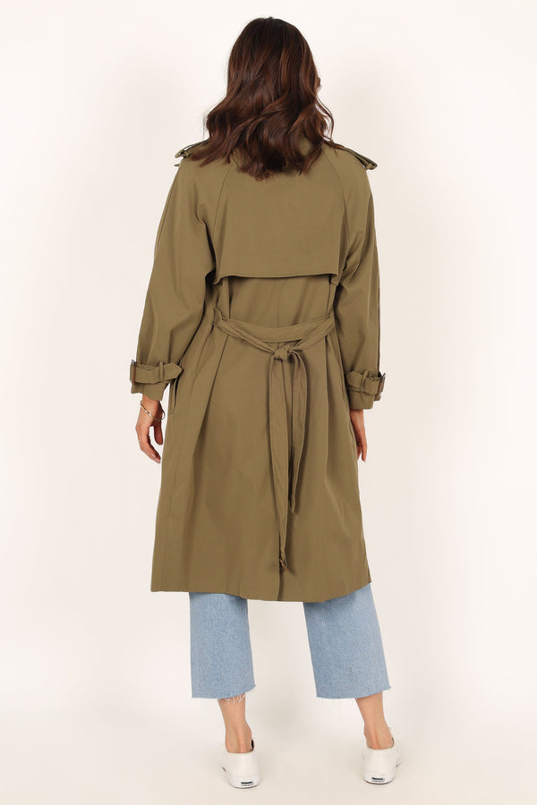 Petal and Pup USA Outerwear Trina Button Front Trench Coat - Olive