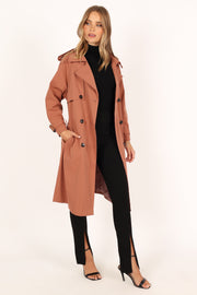 Petal and Pup USA Outerwear Trina Button Front Trench Coat - Rust