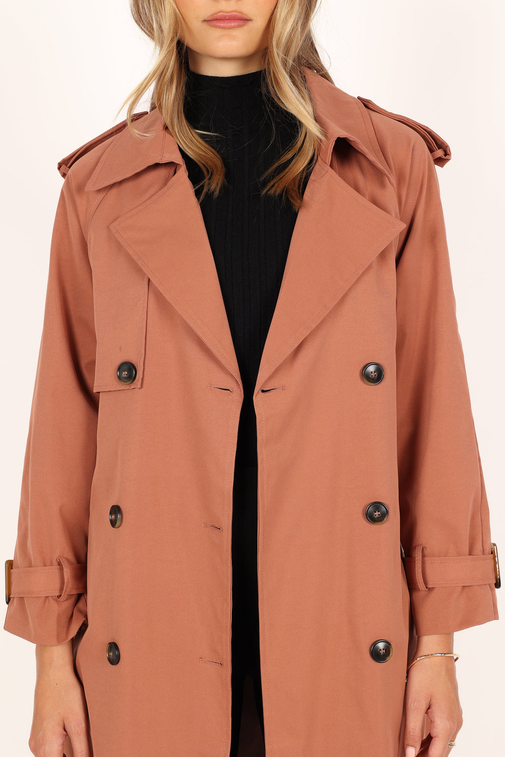 Petal and Pup USA Outerwear Trina Button Front Trench Coat - Rust