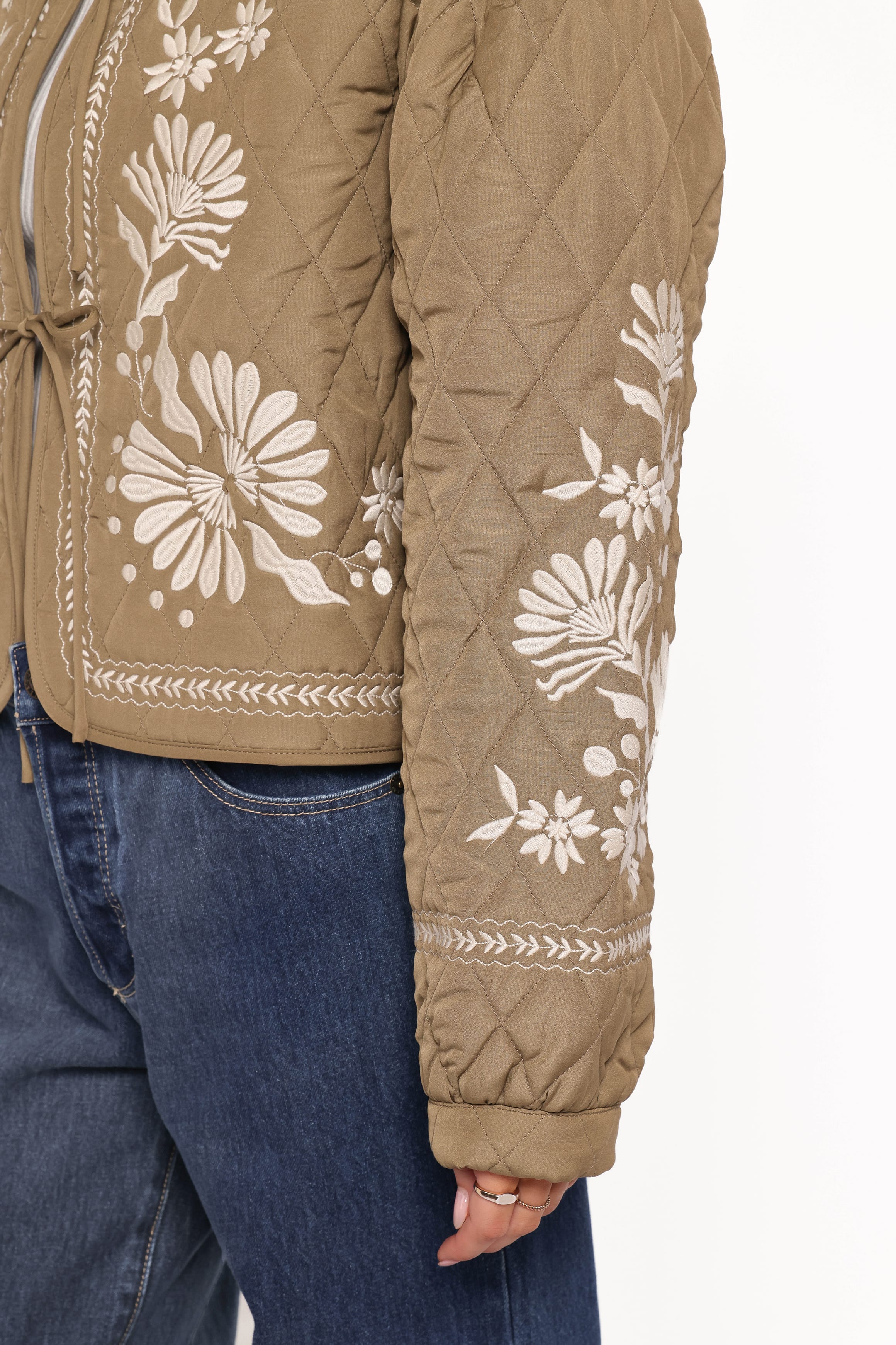 Vako Quilted Embroidered Jacket - Olive | Petal & Pup USA