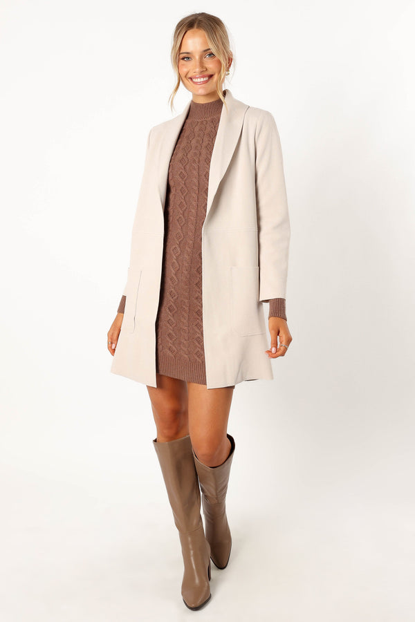 Petal and Pup USA OUTERWEAR Veda Faux Suede Long Jacket - Bone