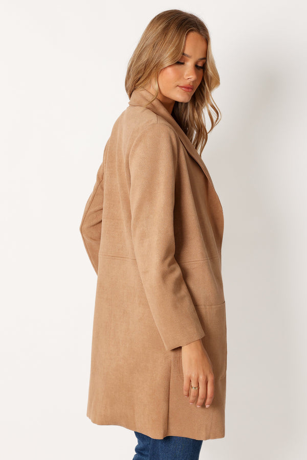 Petal and Pup USA OUTERWEAR Veda Faux Suede Long Jacket - Tan