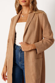 Petal and Pup USA OUTERWEAR Veda Faux Suede Long Jacket - Tan
