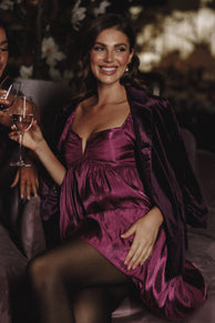 Petal and Pup USA OUTERWEAR Vera Velvet Blazer - Plum