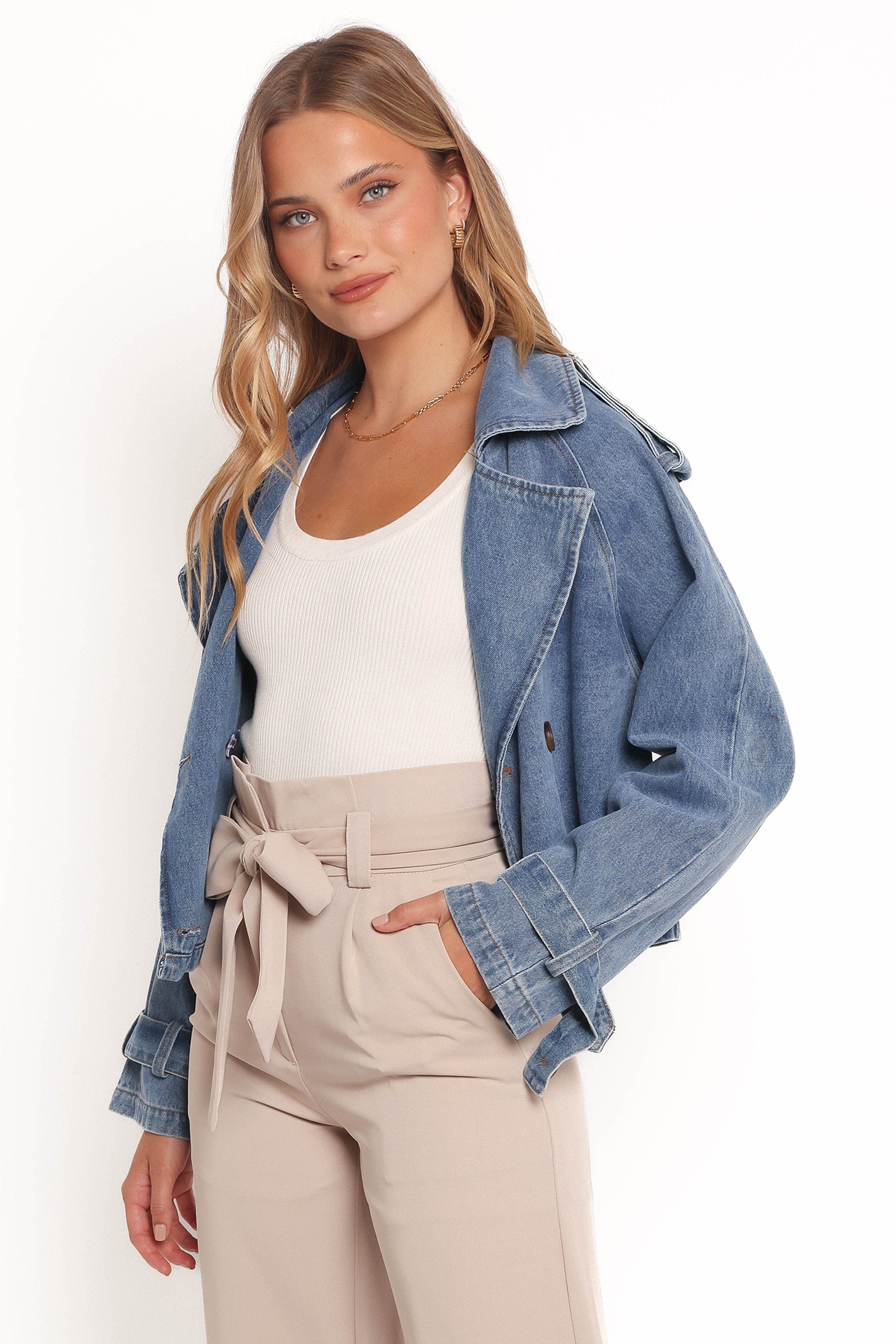 Petal and Pup USA OUTERWEAR Westwood Waist Tie Denim Jacket - Denim (Hold for Rack)