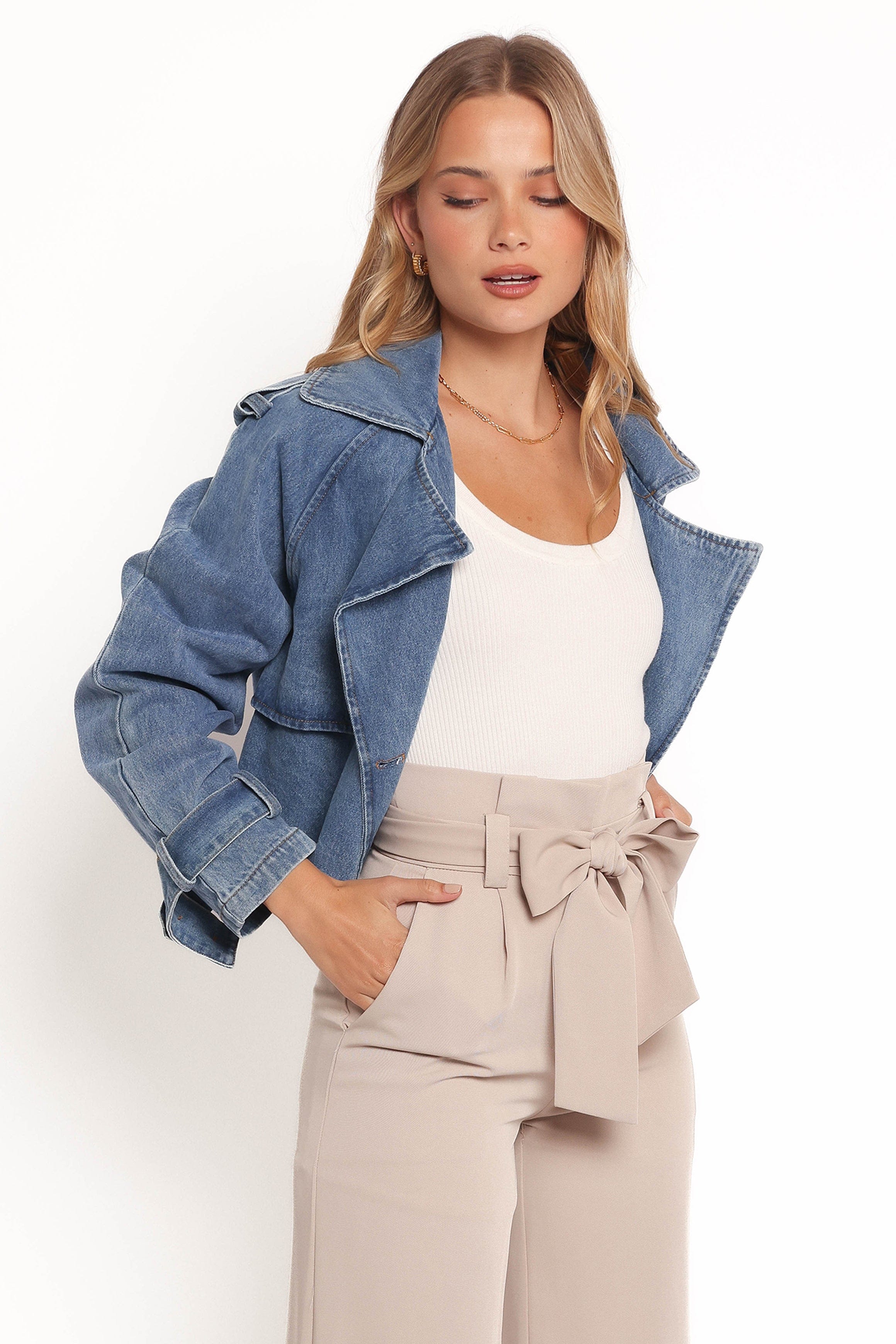 Petal and Pup USA OUTERWEAR Westwood Waist Tie Denim Jacket - Denim (Hold for Rack)