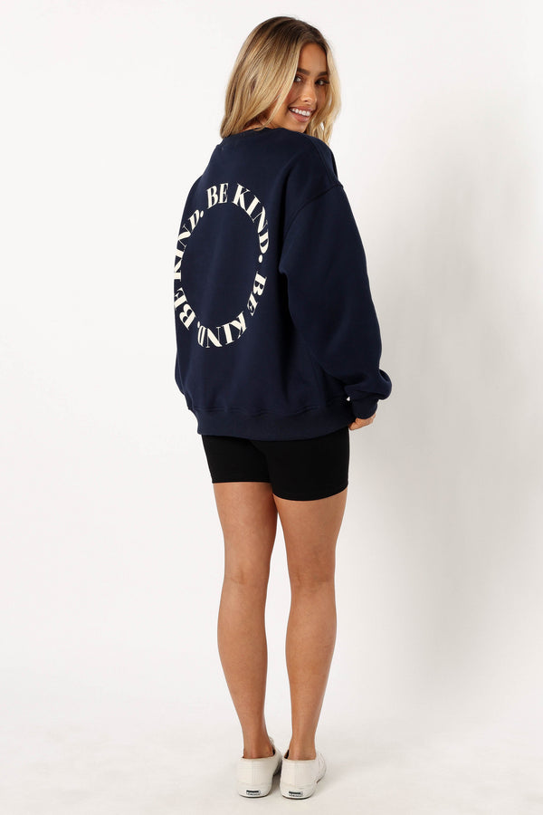 Petal and Pup USA OUTERWEAR Wrenley Be Kind Sweatshirt - Navy