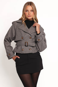 Petal and Pup USA OUTERWEAR Zayda Crop Jacket - Grey