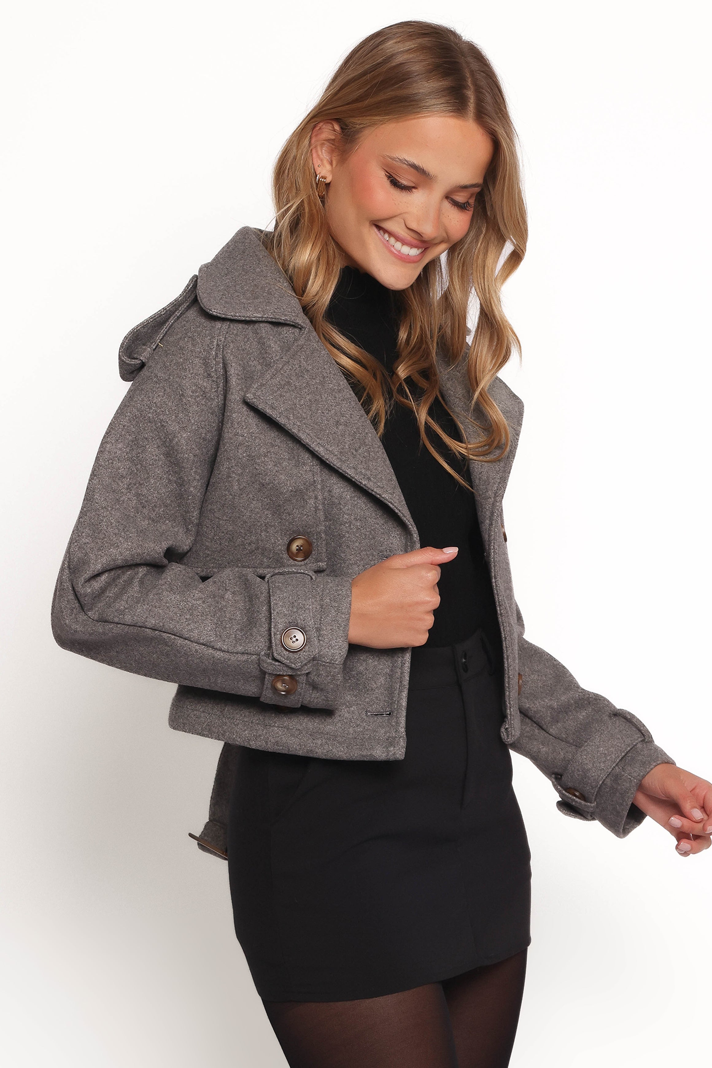 Petal and Pup USA OUTERWEAR Zayda Crop Jacket - Grey