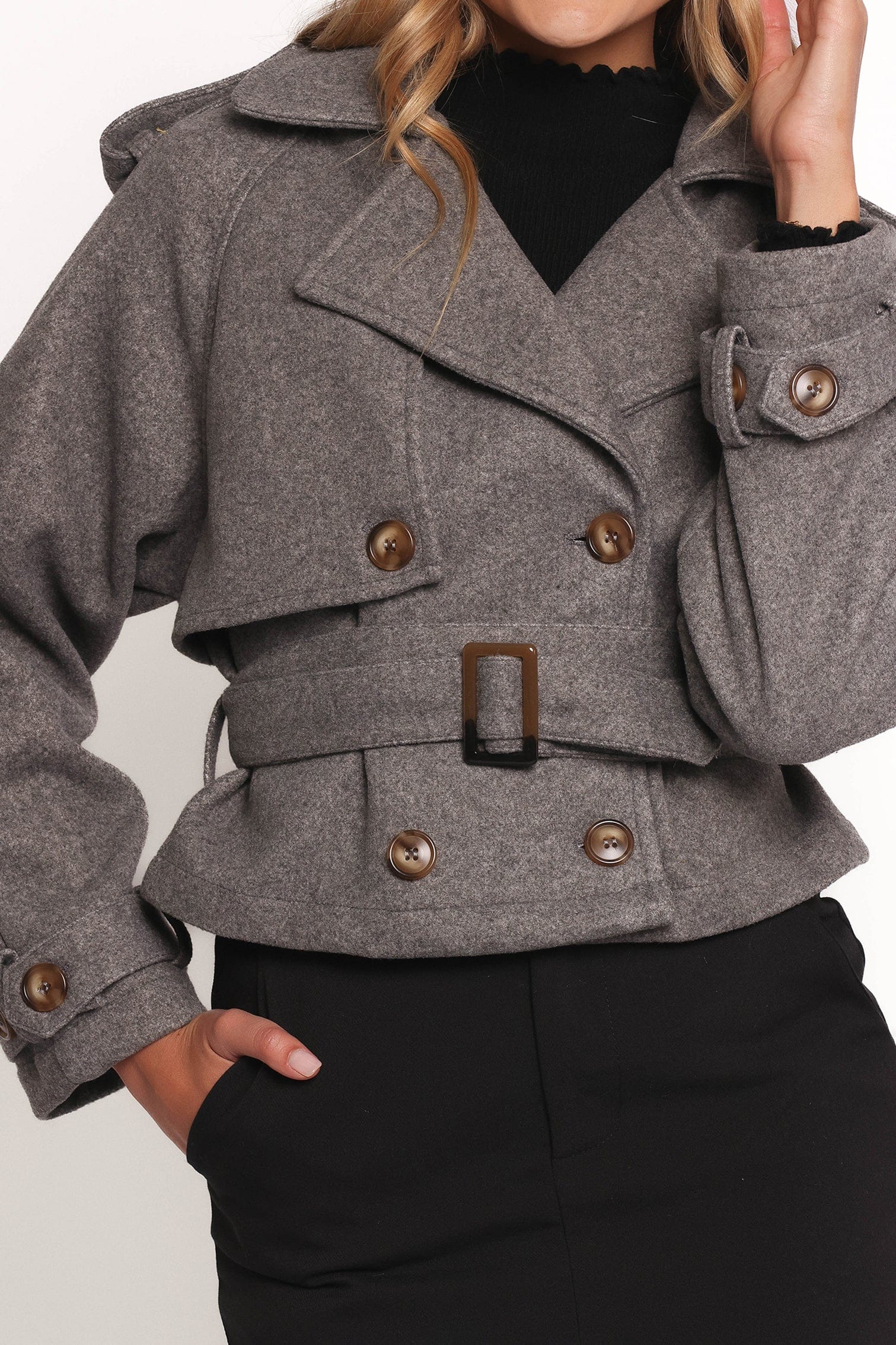 Zayda Crop Jacket - Grey | Petal & Pup USA
