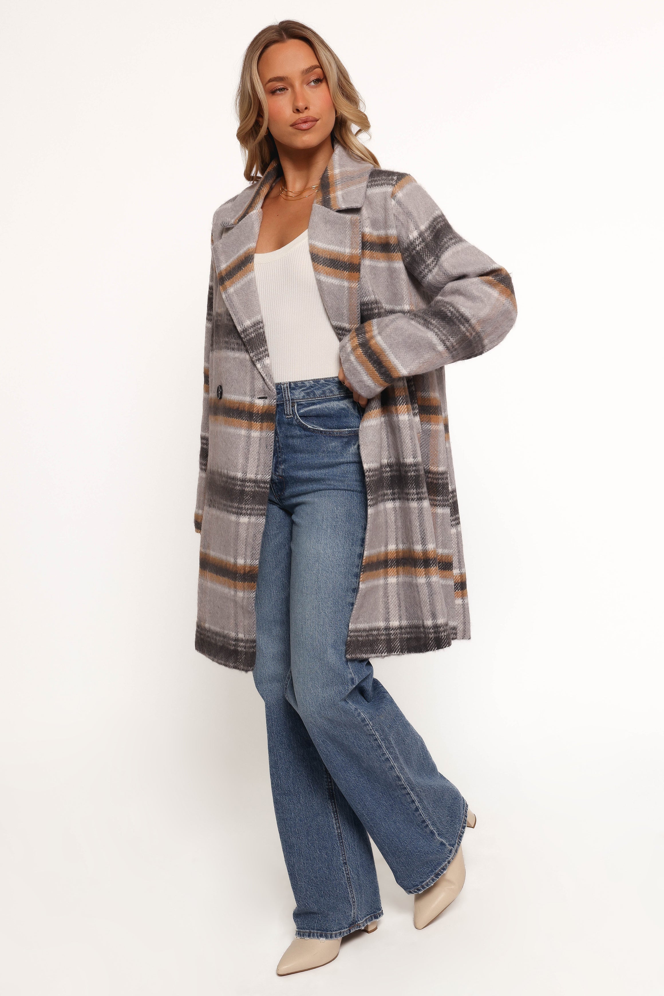 Petal and Pup USA OUTERWEAR Zella Long Coat - Grey Multi (Hold for Rack)