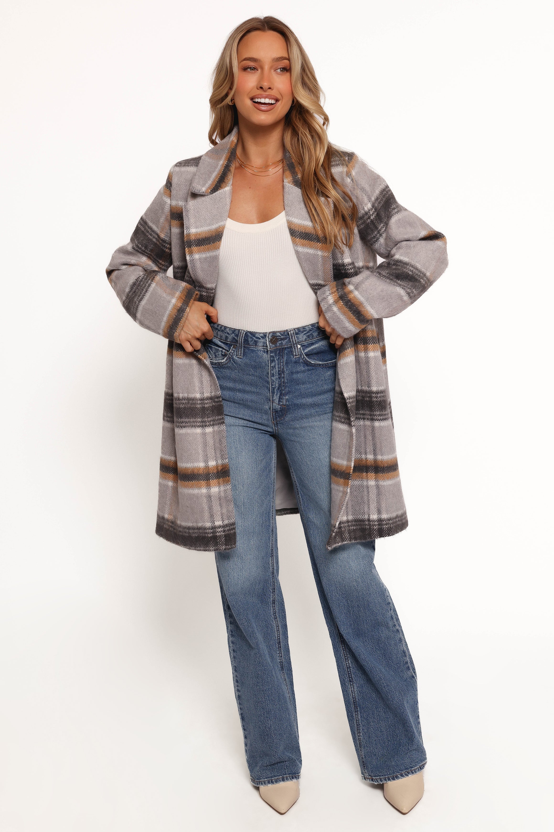 Petal and Pup USA OUTERWEAR Zella Long Coat - Grey Multi (Hold for Rack)