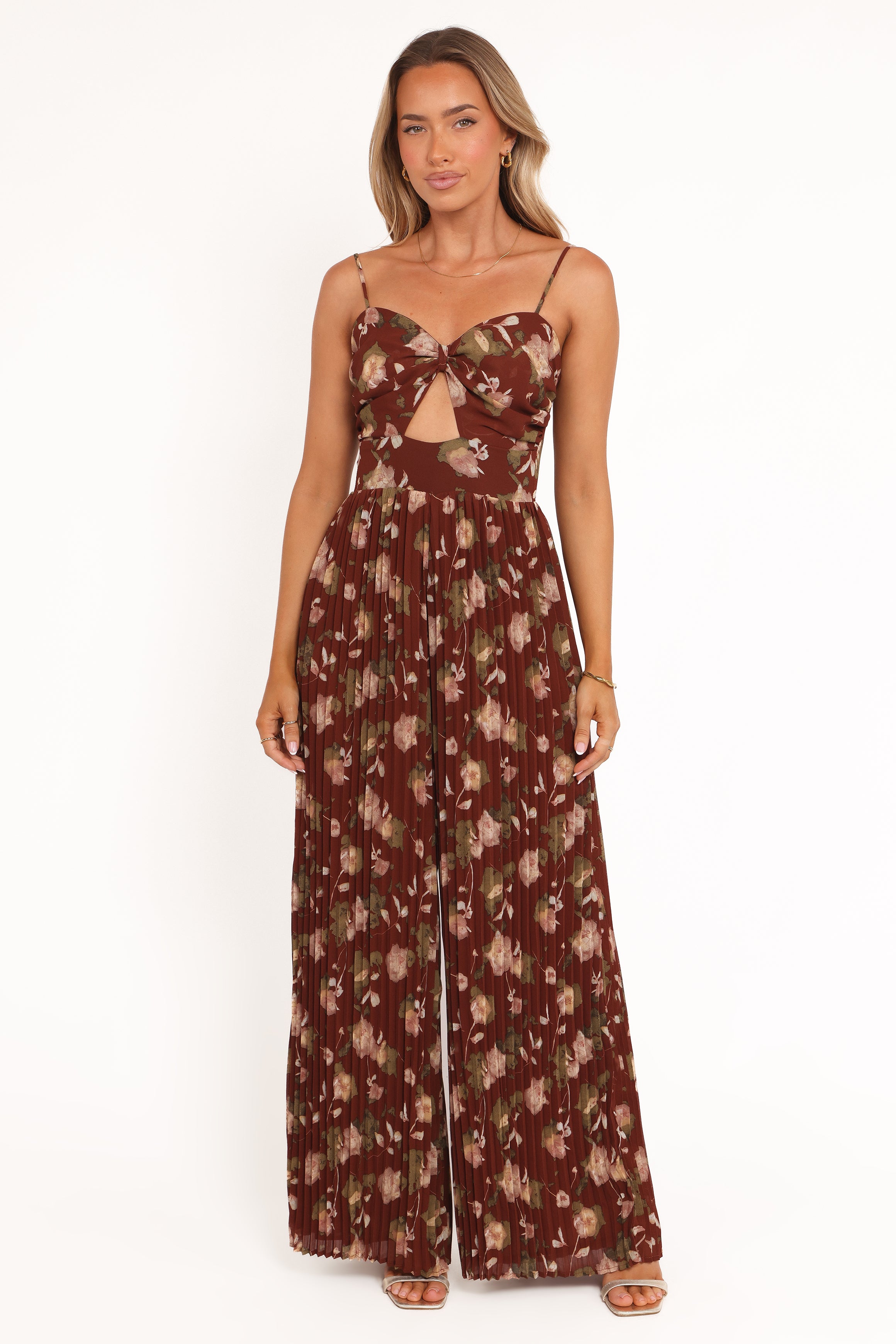 Petal and Pup USA PLAYSUITS Alice Wide Leg Jumpsuit - Brown Floral