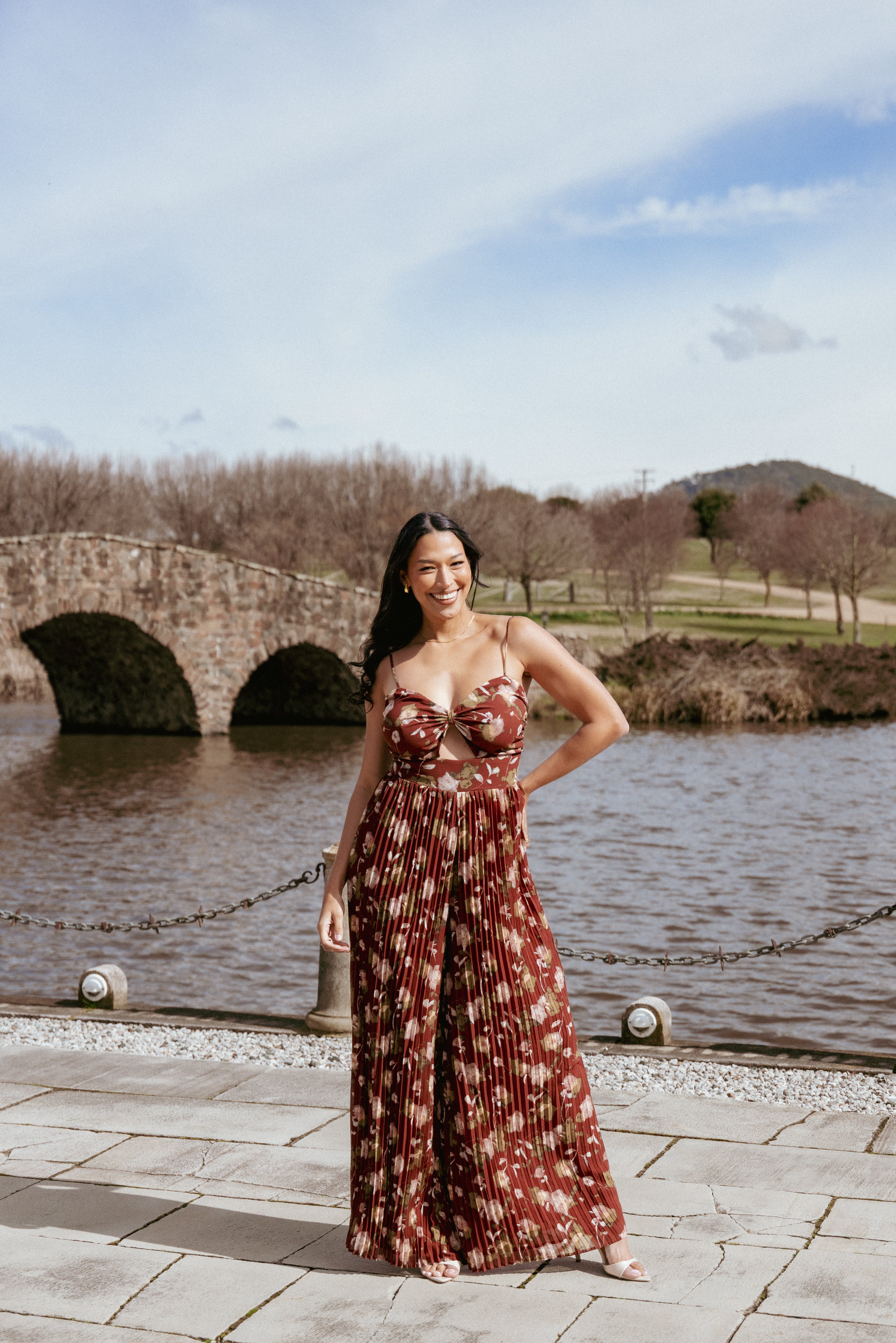 Petal and Pup USA PLAYSUITS Alice Wide Leg Jumpsuit - Brown Floral