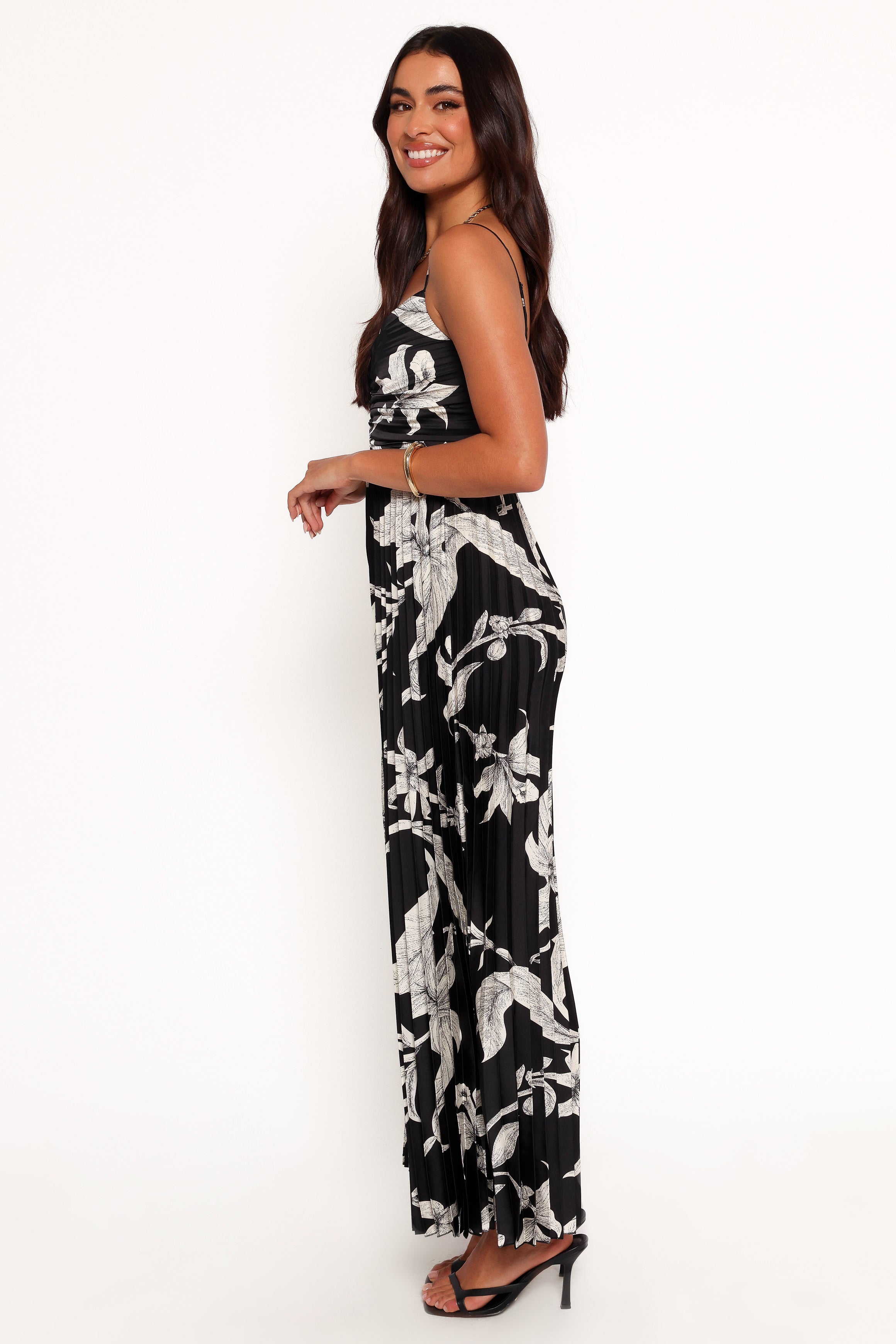 Petal and Pup USA PLAYSUITS Angelique Pleated Jumpsuit - Black Floral (Hold for Rack)