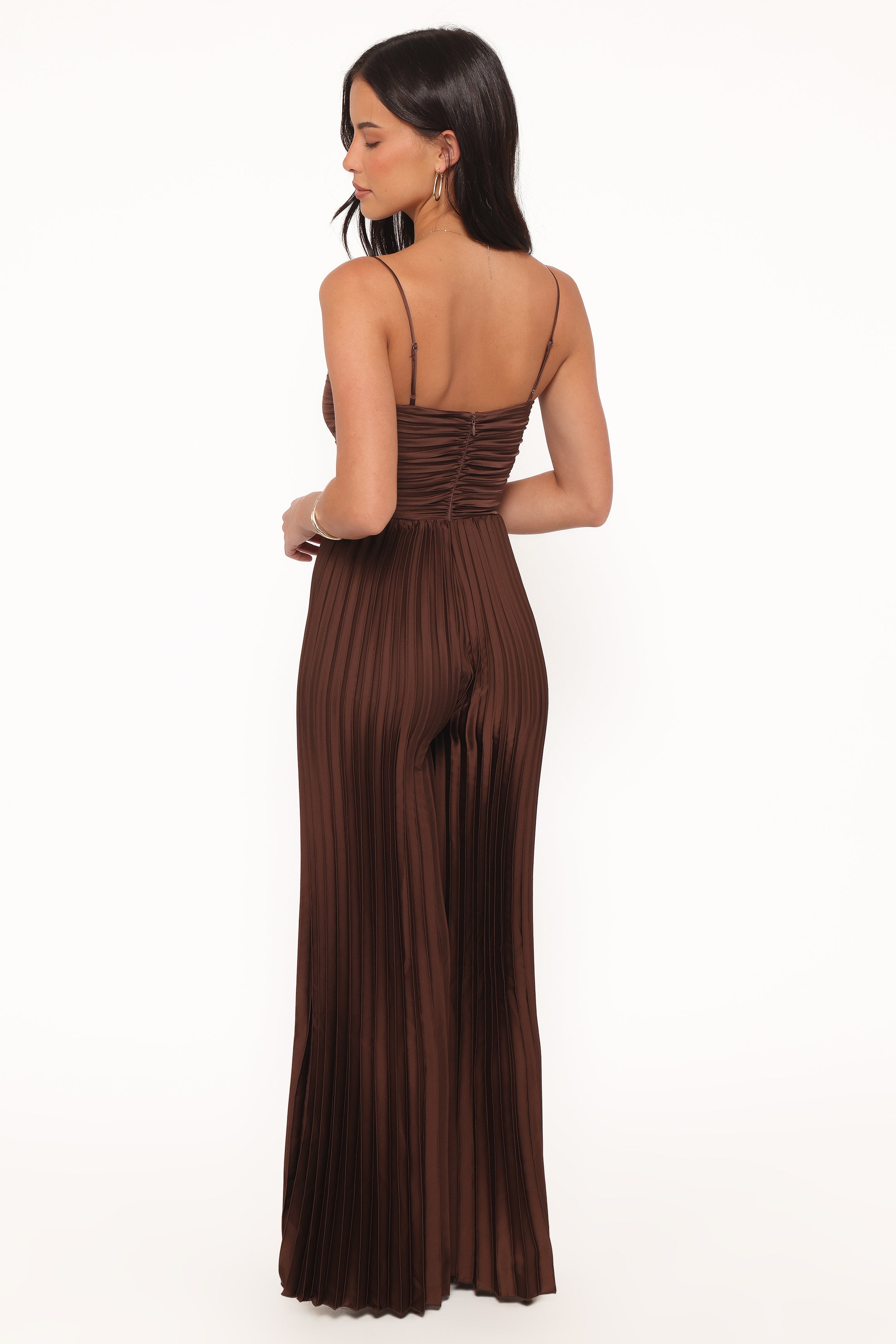 Petal and Pup USA PLAYSUITS Angelique Pleated Jumpsuit - Chocolate Brown