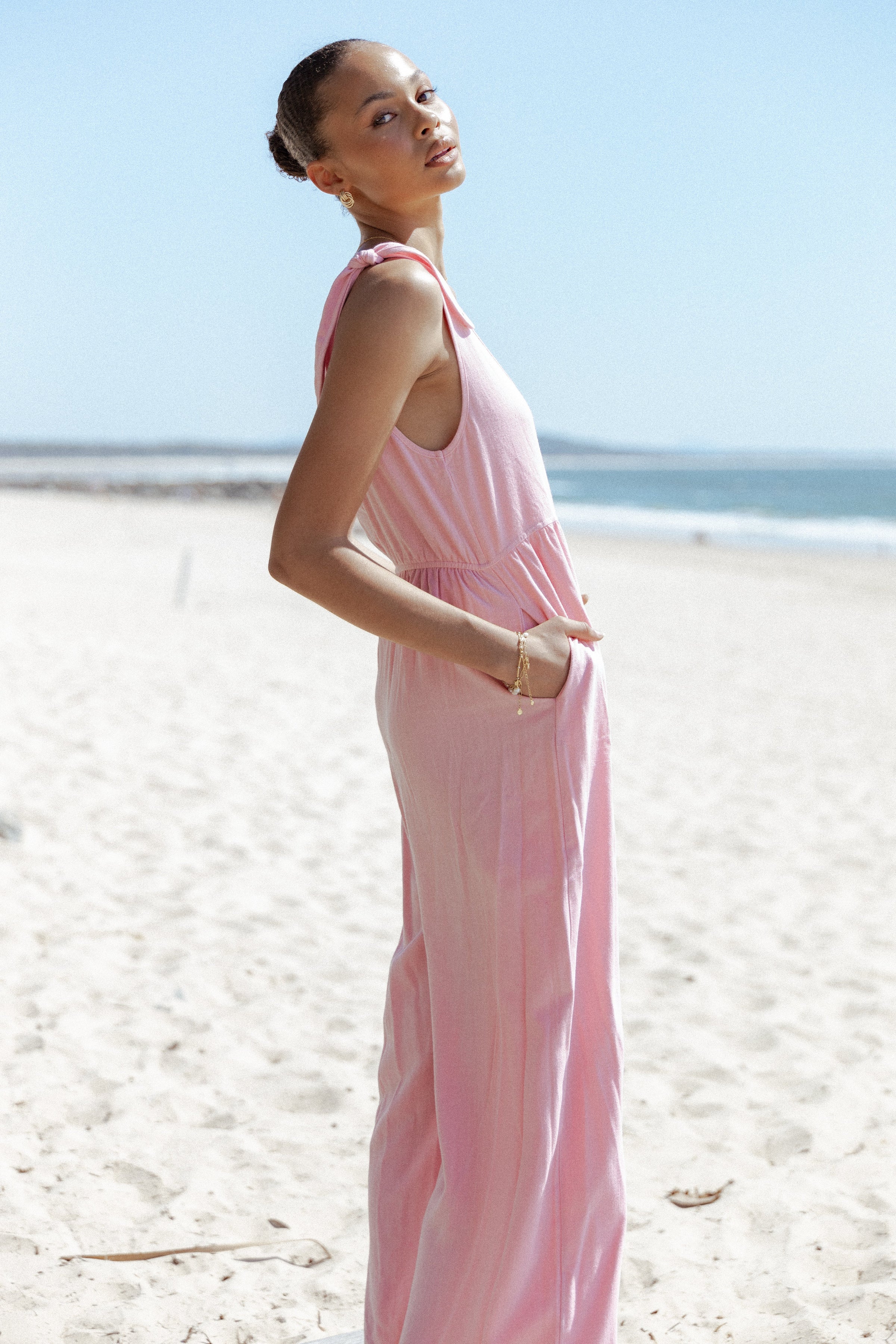 Petal and Pup USA PLAYSUITS Ayla Linen Jumpsuit - Pale Pink (Hold for Rack)