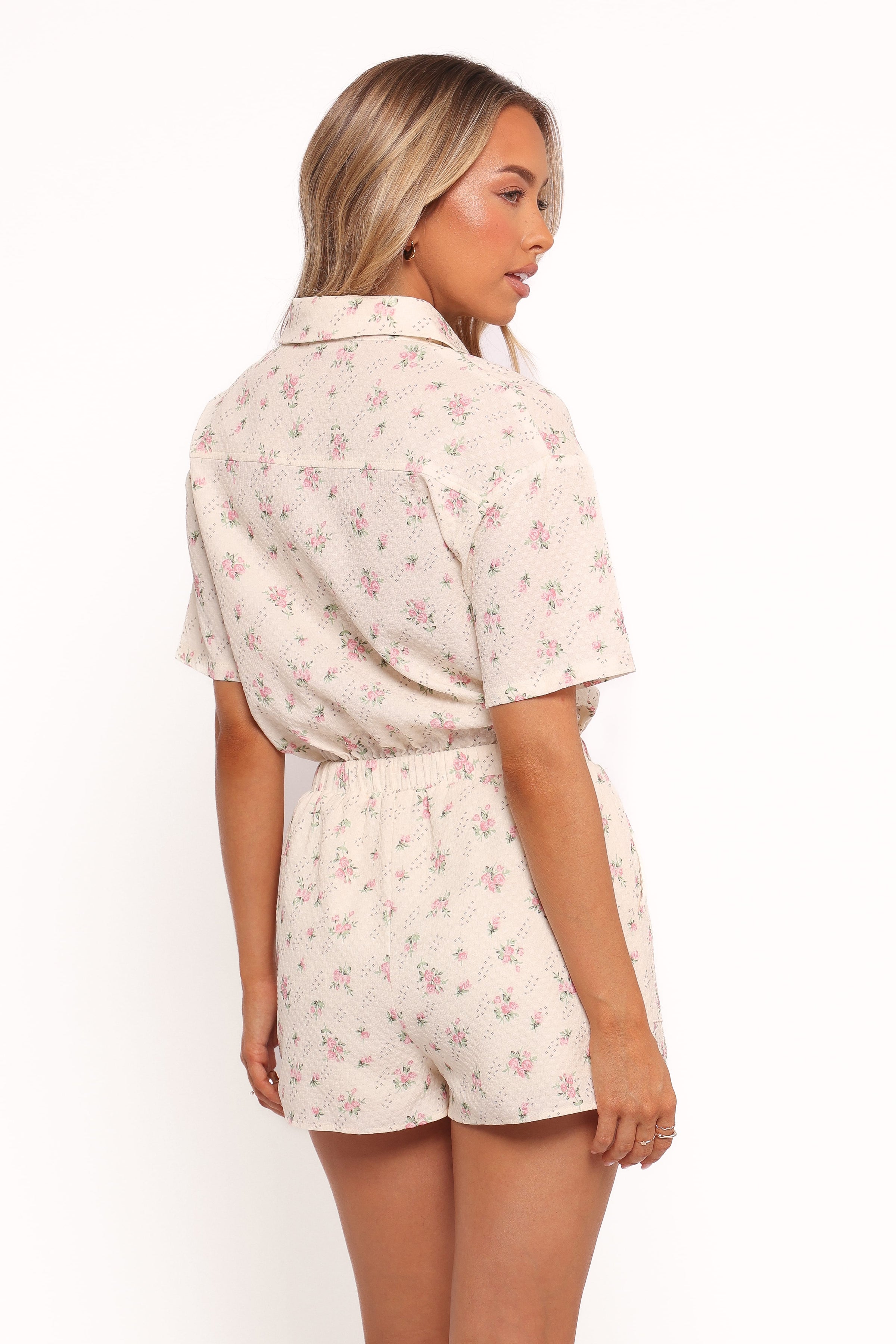 Petal and Pup USA PLAYSUITS Calypso Romper - Cream Pink Floral (Hold for Amazon)