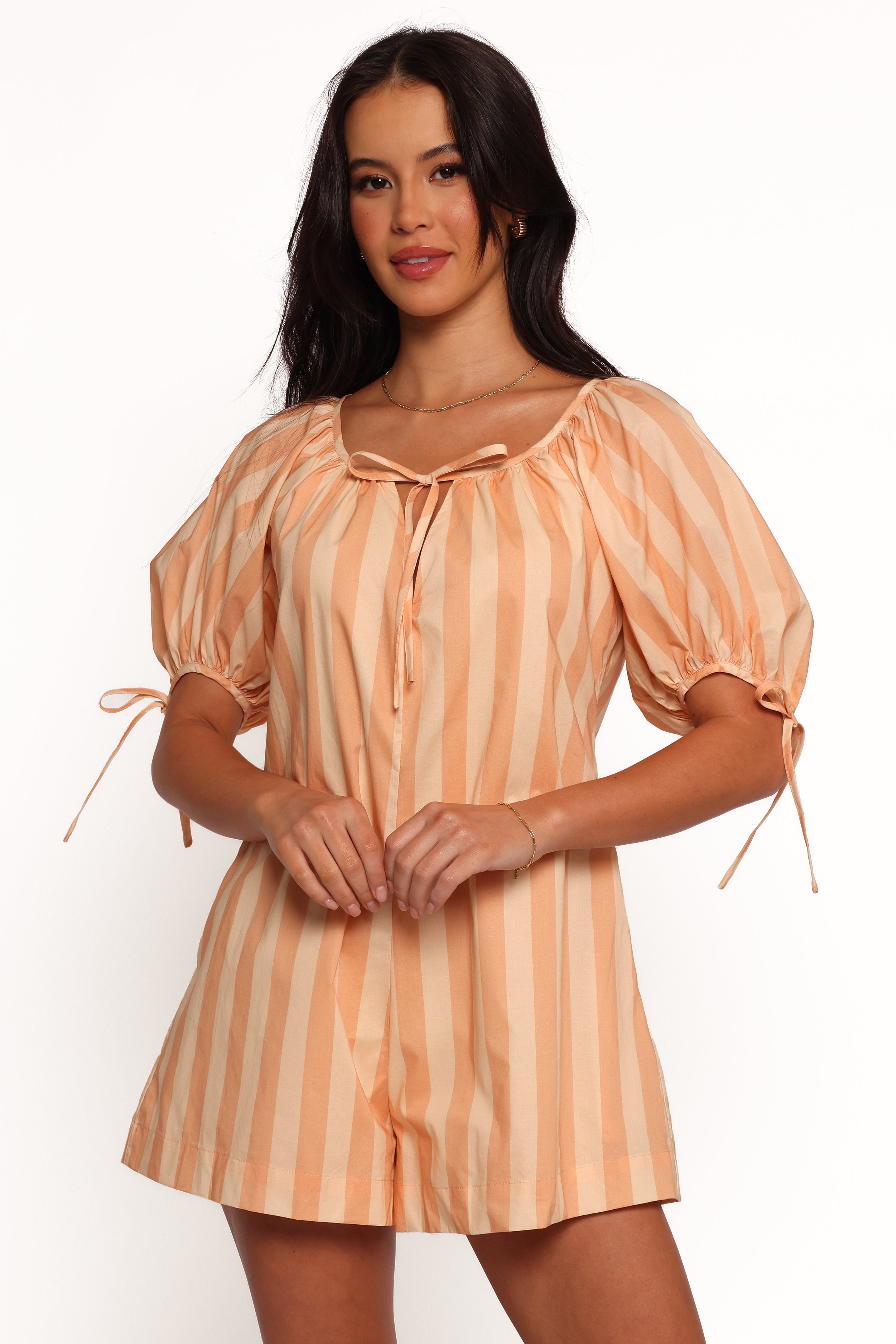 Petal and Pup USA PLAYSUITS Carina Striped Romper - Terracotta Stripe
