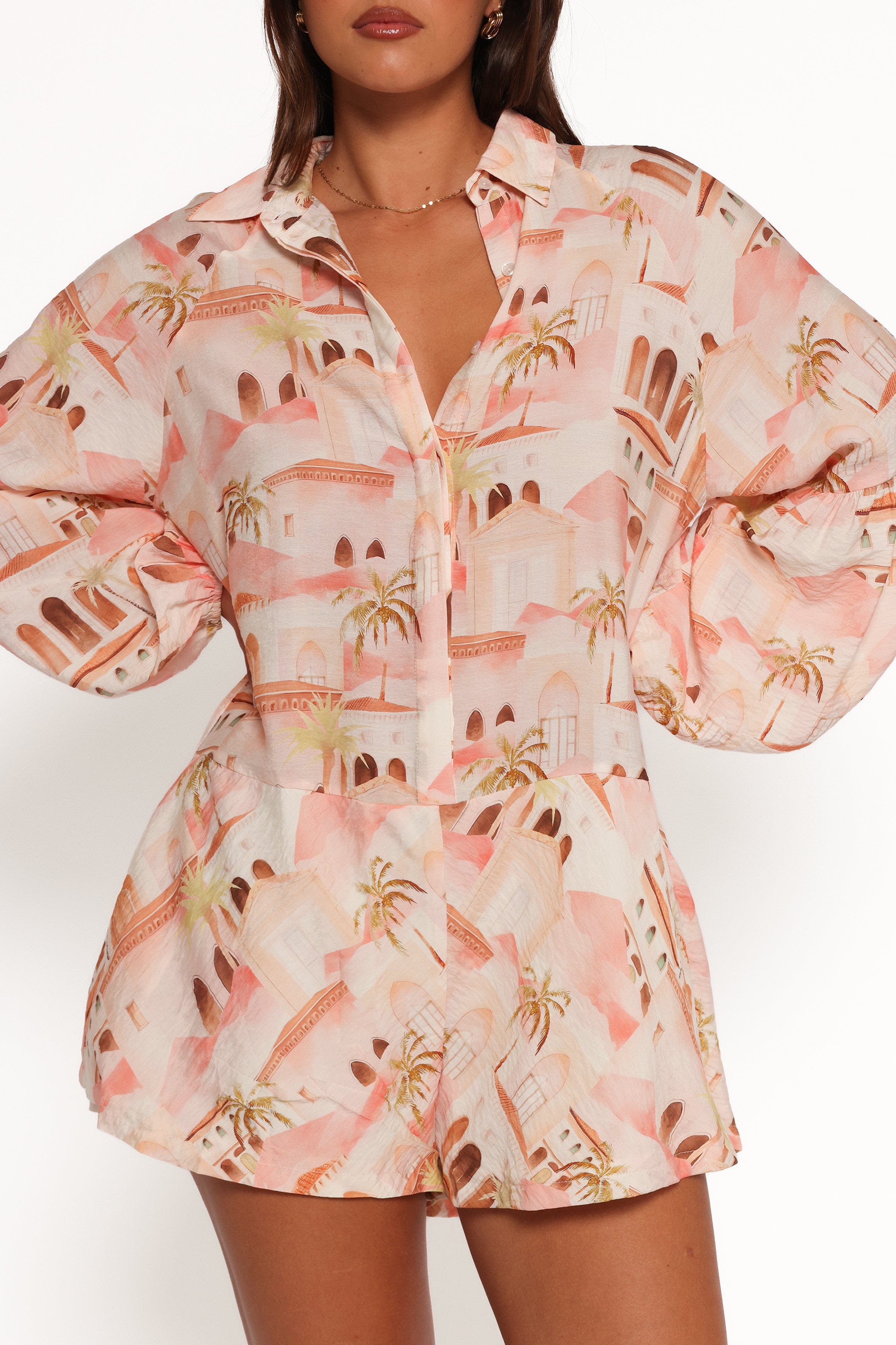 Petal and Pup USA PLAYSUITS Cowper Romper - Tan Print (Hold for Amazon)