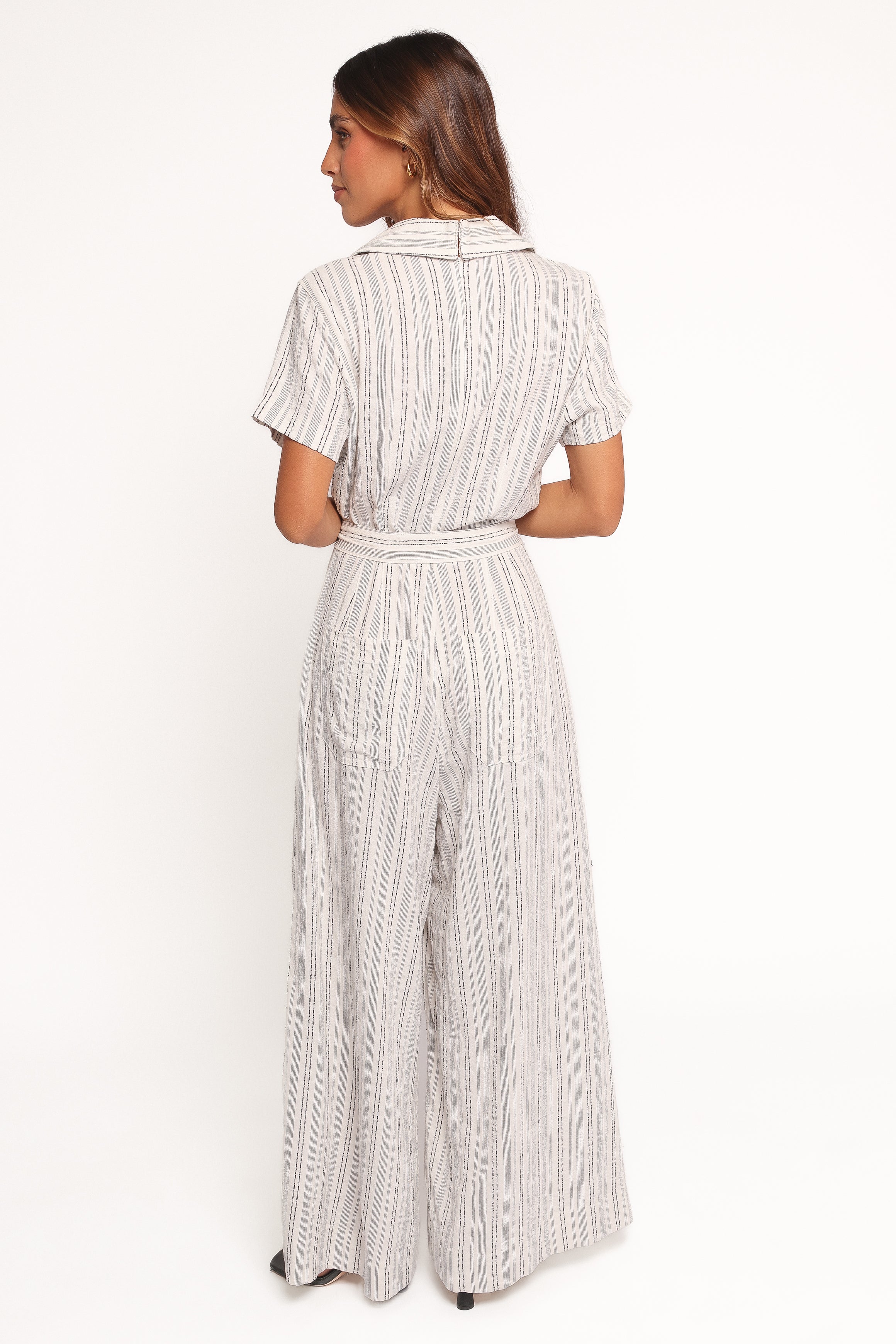 Petal and Pup USA PLAYSUITS Daila Tie Waist Jumpsuit - White Black