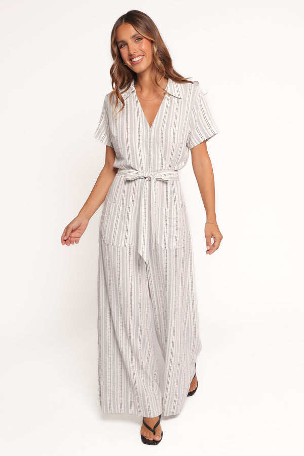 Petal and Pup USA PLAYSUITS Daila Tie Waist Jumpsuit - White Black