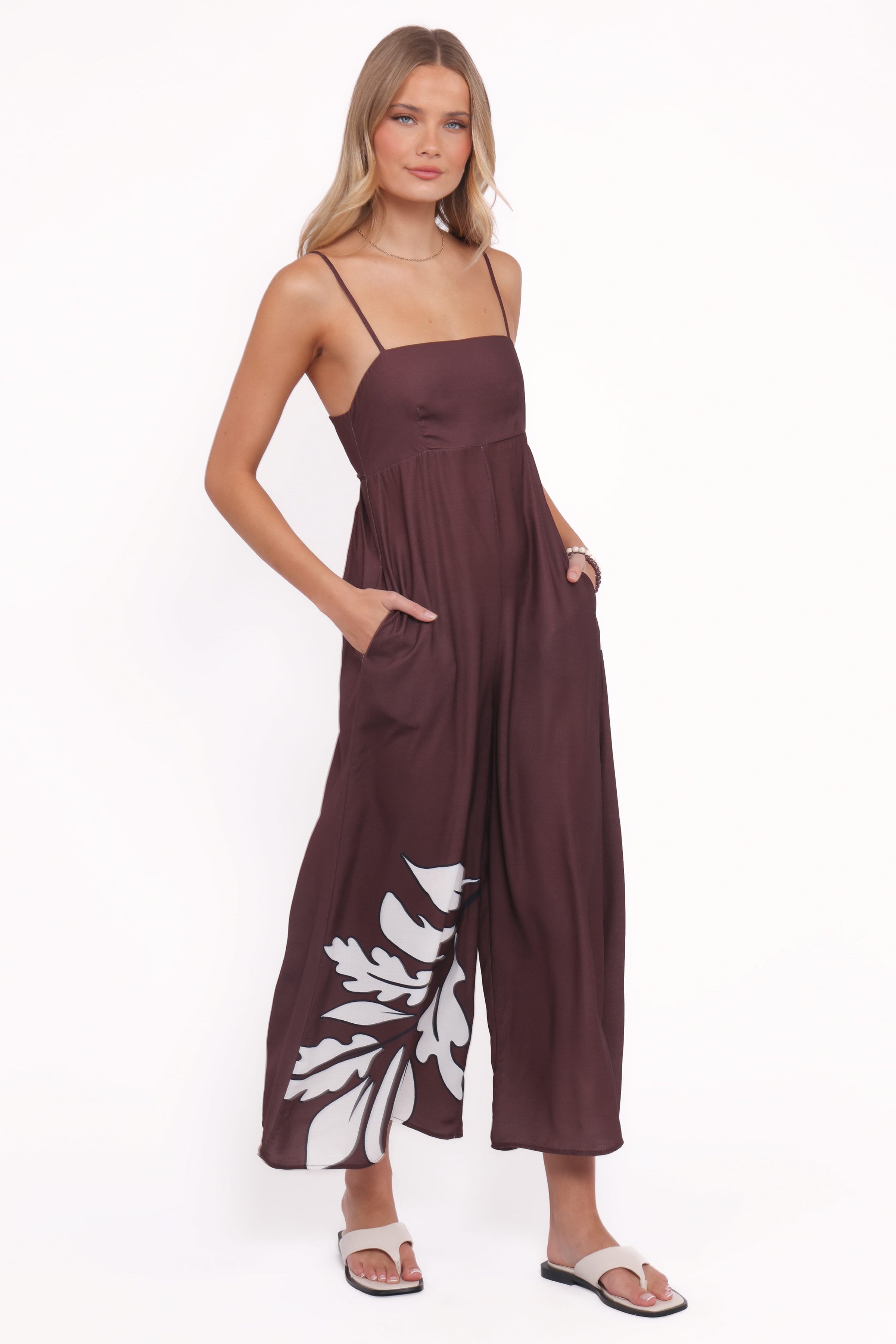 Petal and Pup USA PLAYSUITS Delfina Jumpsuit - Brown Palm (Hold for Amazon)