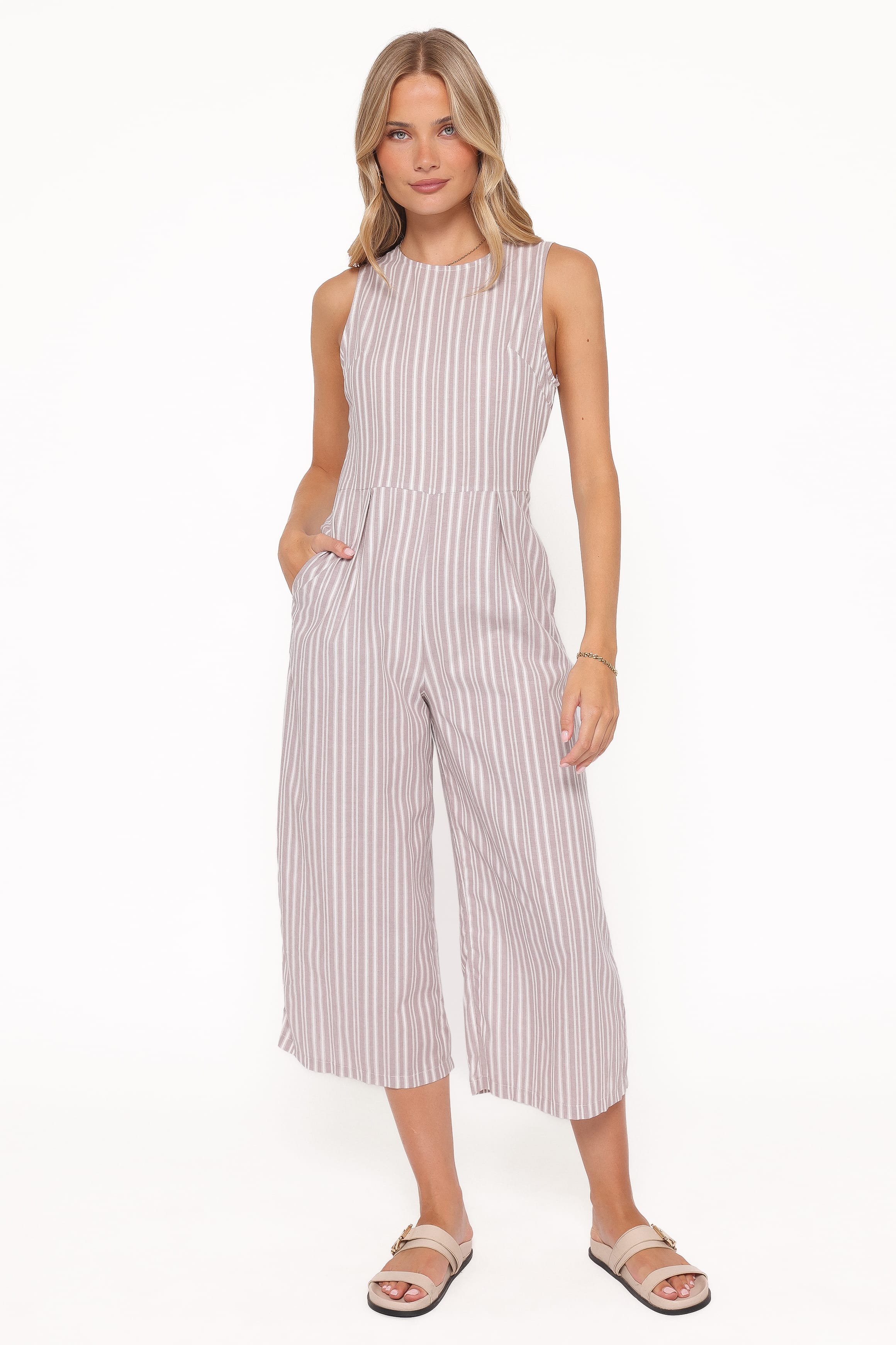 Petal and Pup USA PLAYSUITS Ester Jumpsuit - Beige/White Stripe