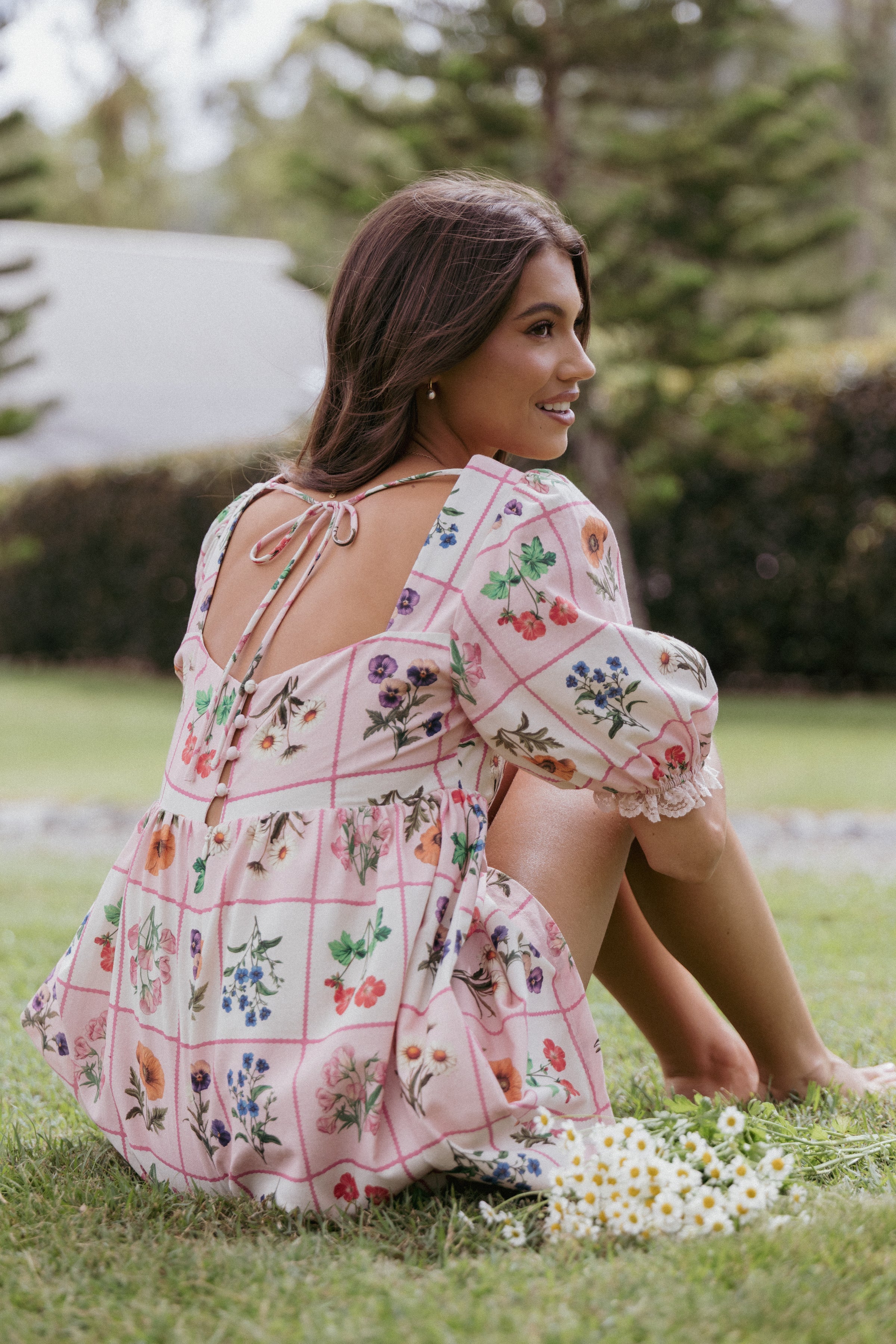 Petal and Pup USA PLAYSUITS Floretta Puff Sleeve Romper - Flora Tile