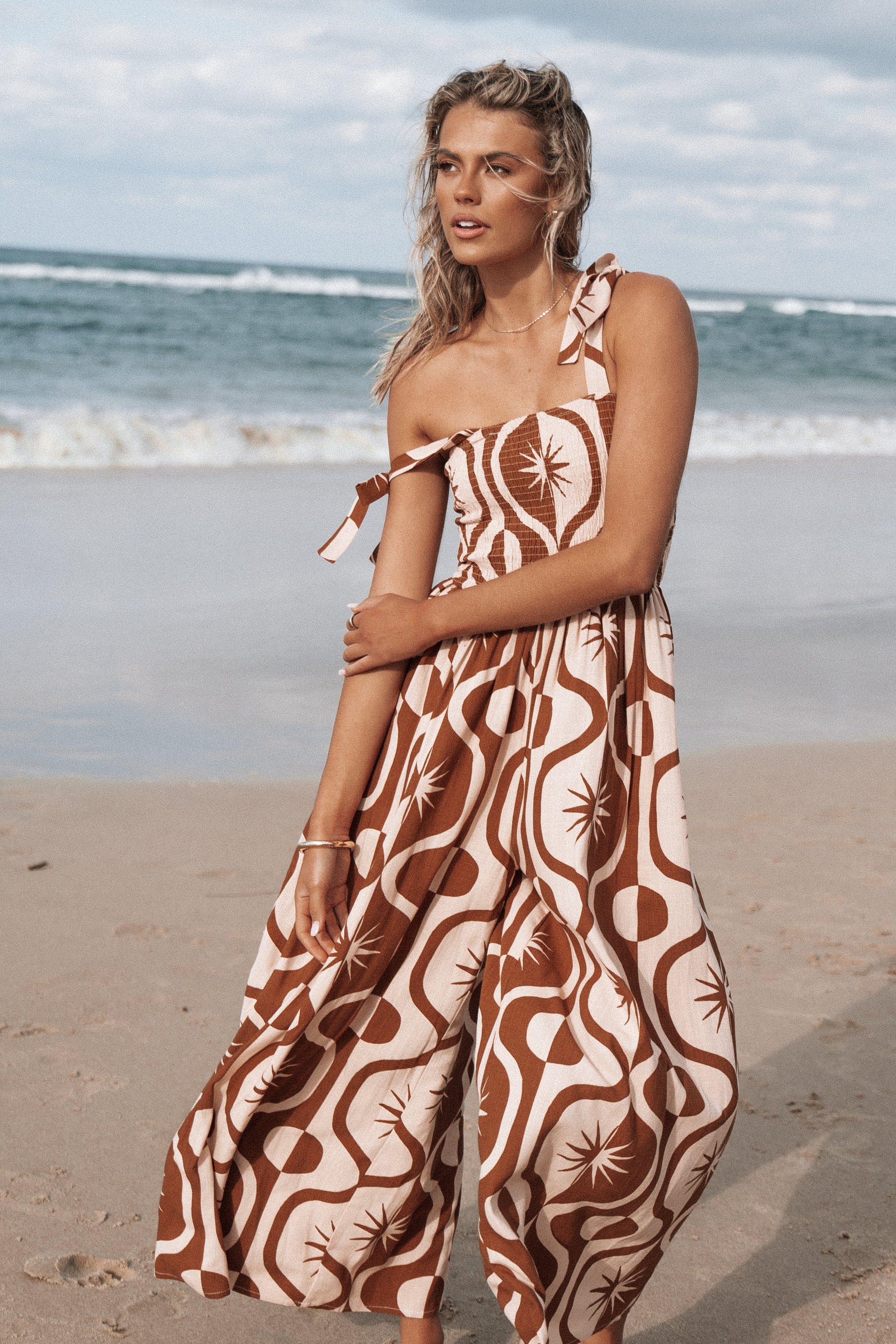 Petal and Pup USA PLAYSUITS Ginelle Jumpsuit - Tan Print