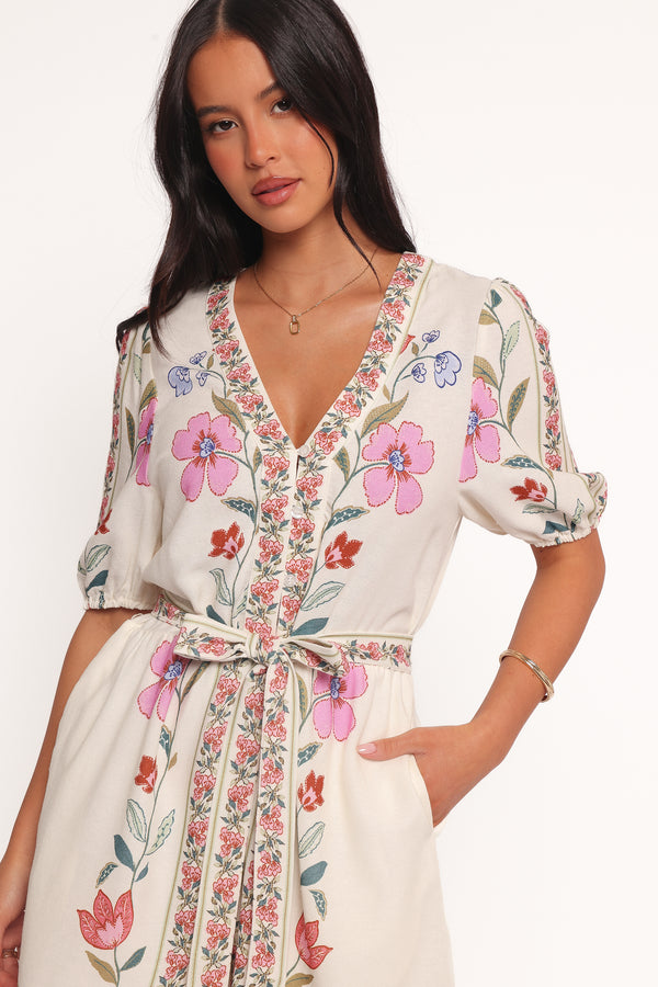 Petal and Pup USA PLAYSUITS Ginger Tie Waist Romper - Pink Multi