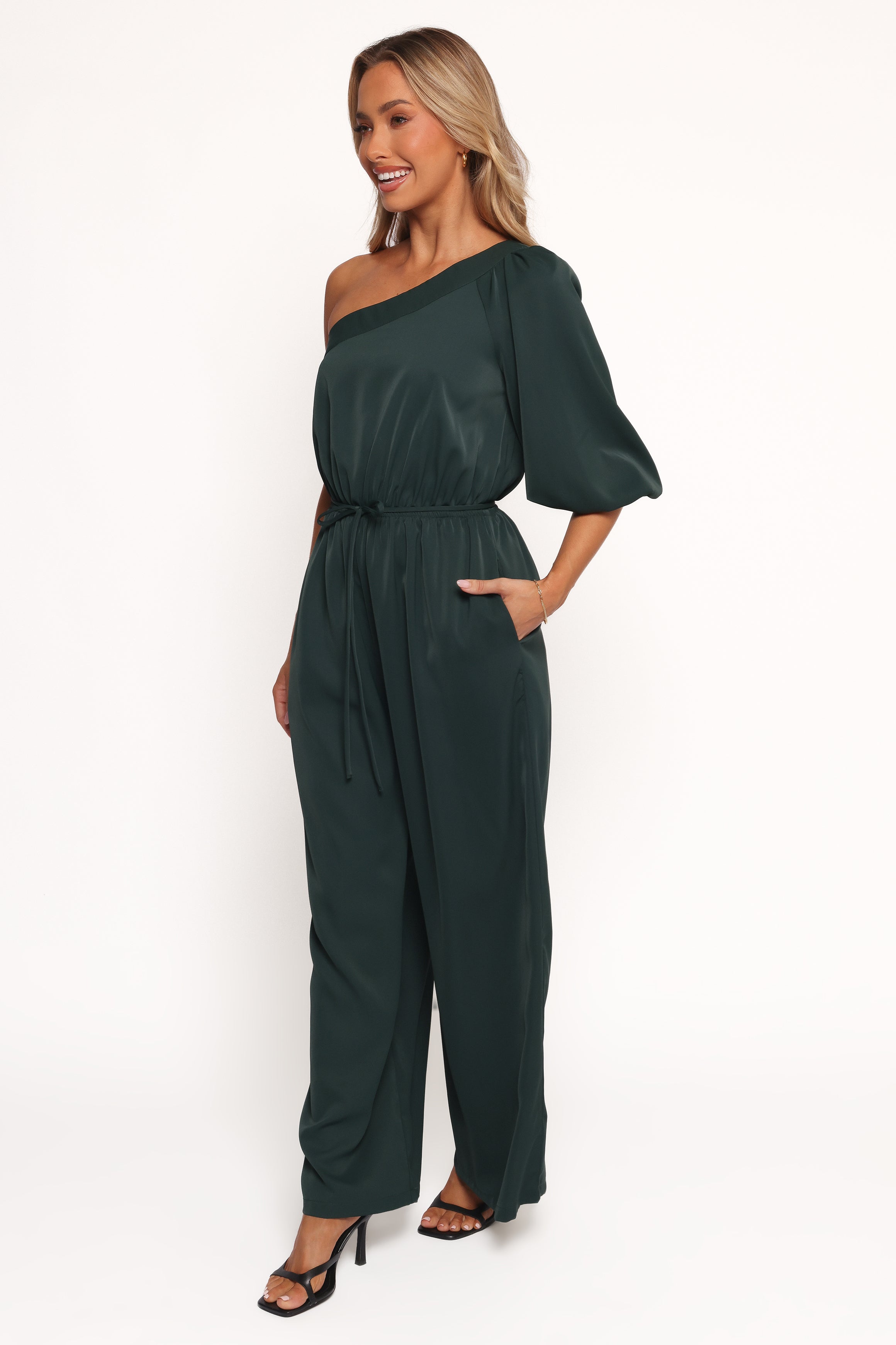 Petal and Pup USA PLAYSUITS Hedda One Shoulder Jumpsuit - Emerald
